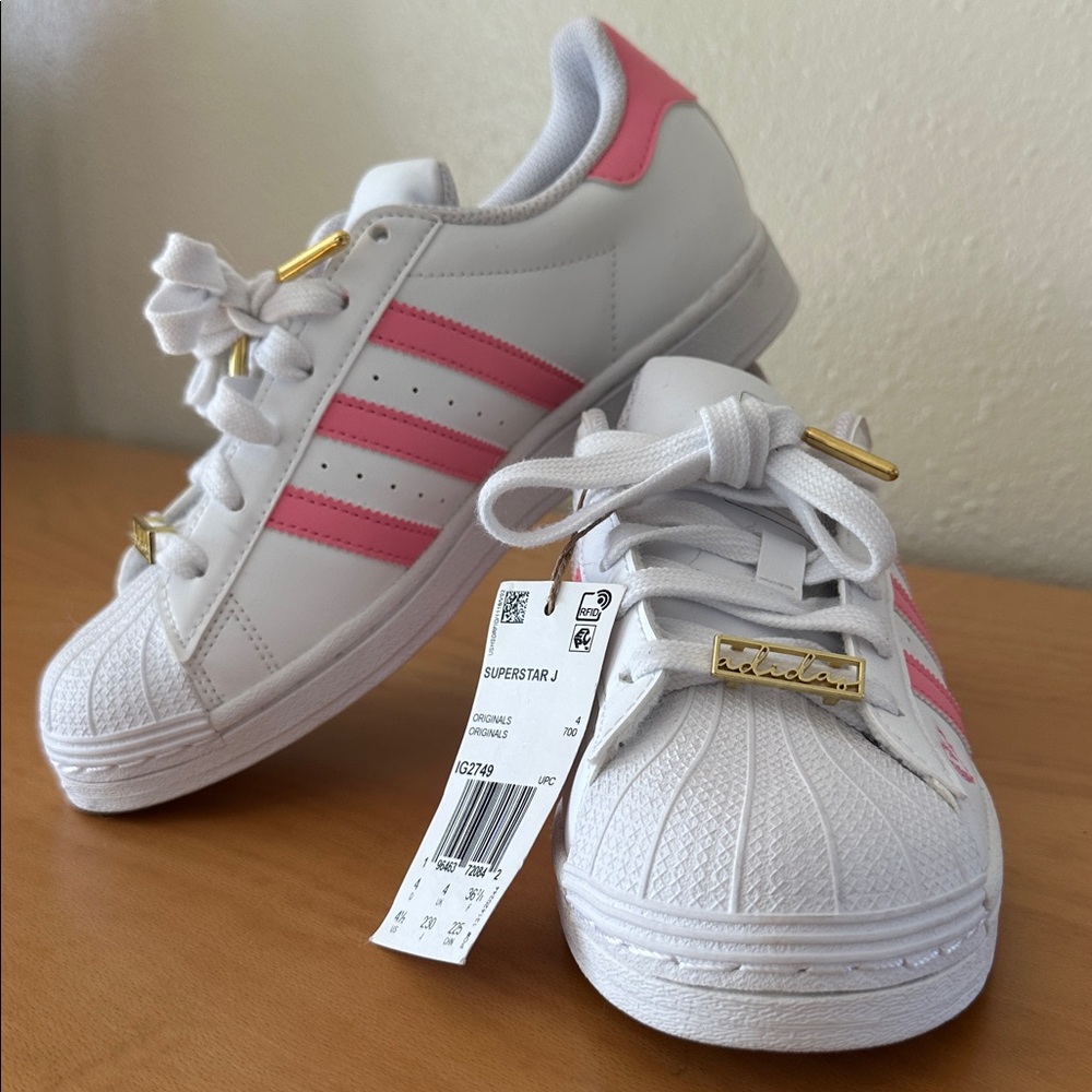 Adidas Superstar White with Pink Stripes